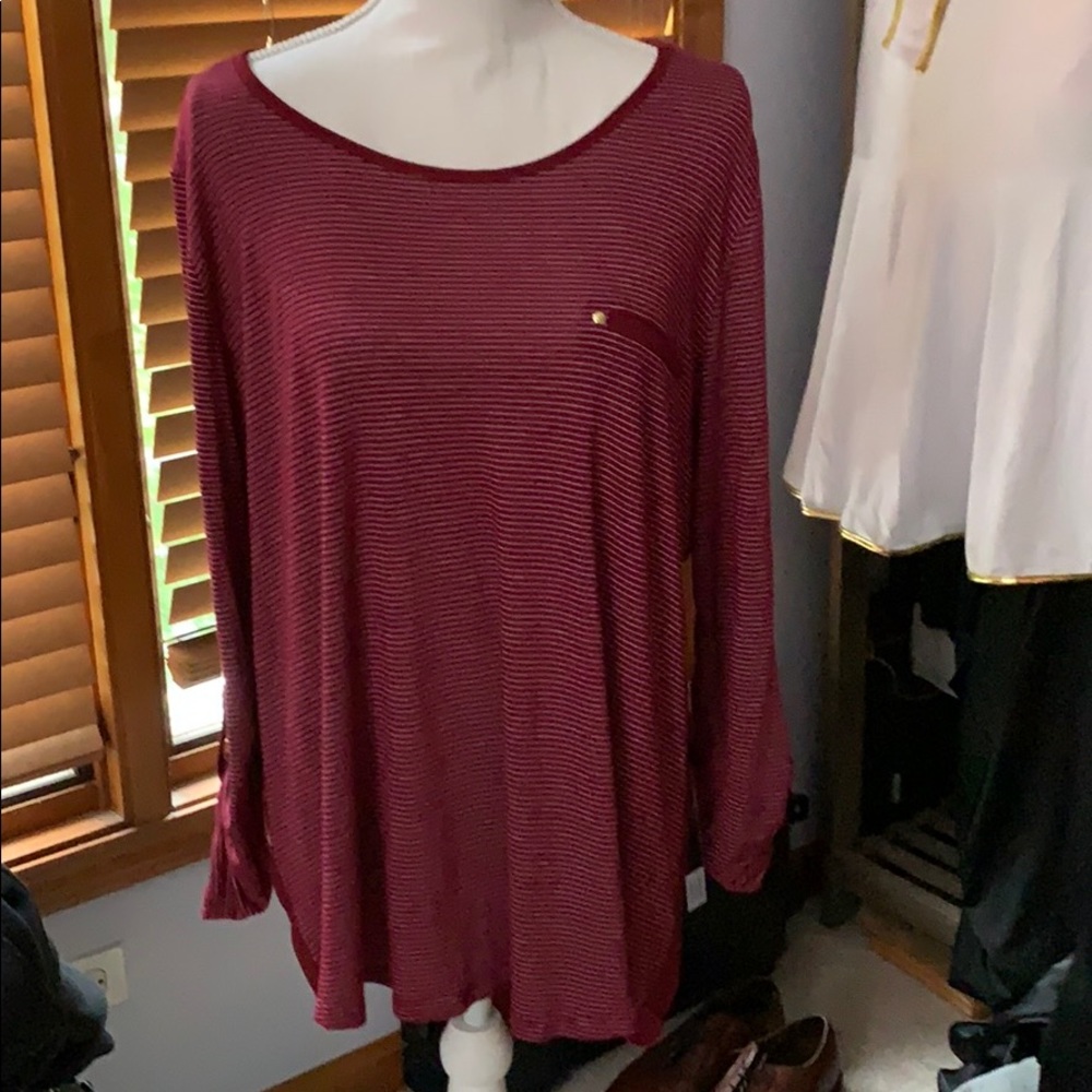 EUC Anthropologie Maroon & Gold Stroped